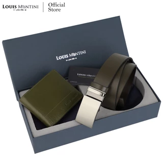 [ส่งด่วนฟรี] Louis Montini Gift Set Boxset Wallet and Belt ชุดกิ๊ฟเซ็ท กระเป๋าสตางค์ และ เข็มขัดหนังแท้ LM-GS#1
