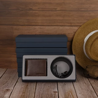 [ส่งด่วนฟรี] Louis Montini Gift Set Boxset Wallet and Belt ชุดกิ๊ฟเซ็ท กระเป๋าสตางค์ และ เข็มขัดหนังแท้ LM-GS#1
