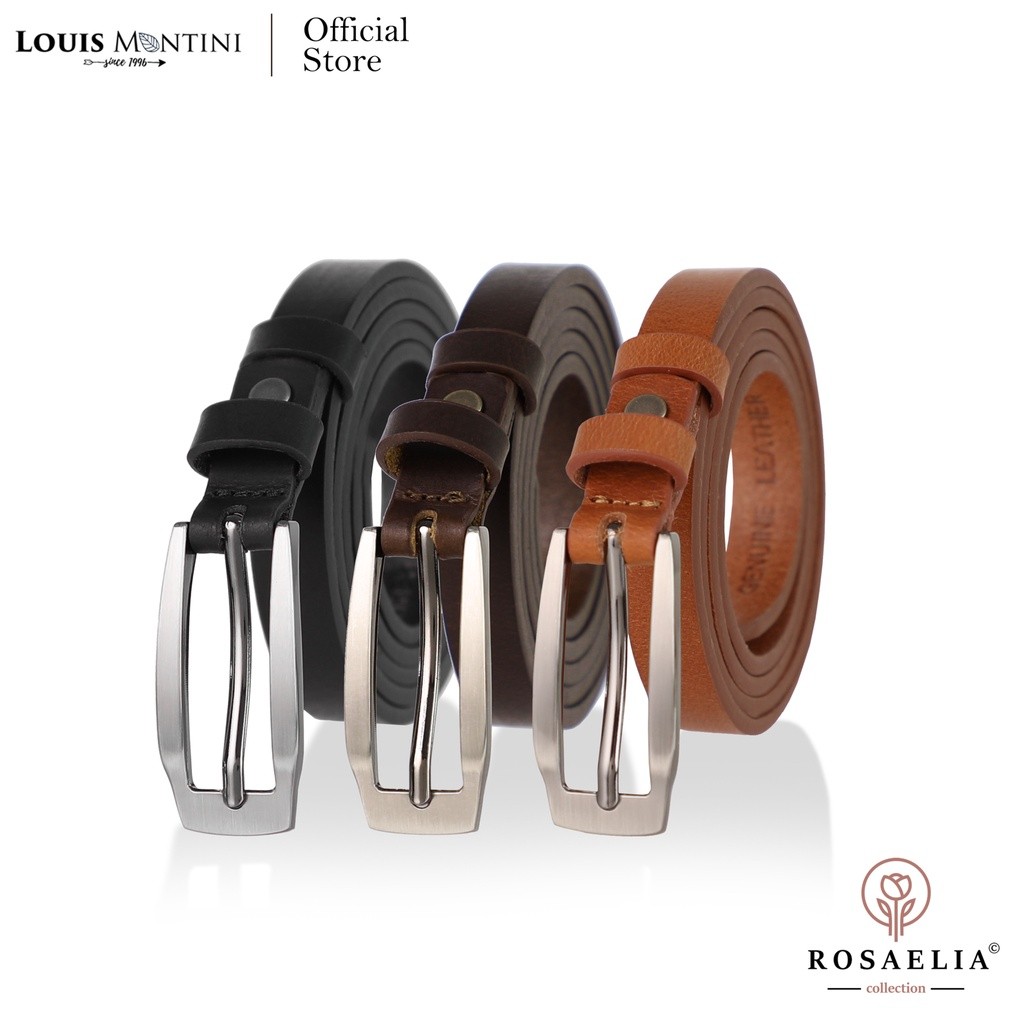 Louis Montini Classic FK Belt เข็มขัดหนังหน้าเดียว เข็มขัดหนังวัวแท้ เข็มขัดผู้หญิง MGW217