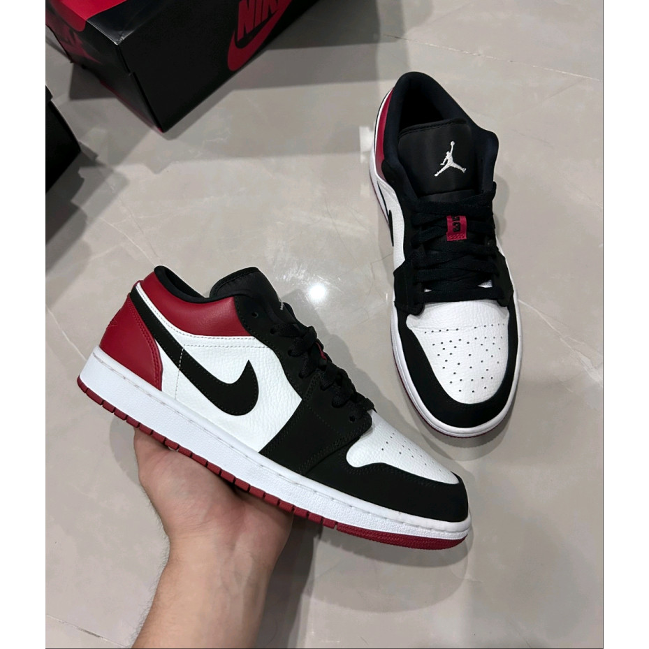 Air Jordan 1 Low“Black Toe” Black toe Sneakers นิ้วเท้าสีดำ รองเท้าผ้าใบ