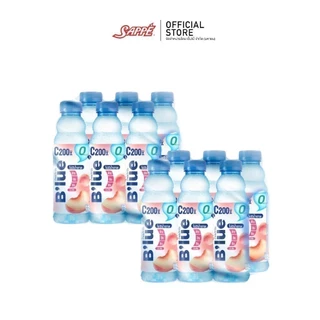 B'lue บลู น้ำผสมวิตามินซี 200% บี3 บี6 บี12 กลิ่นพีชสูตรไม่มีน้ำตาล (Vitamin Water - Zero Peach) 500 ml. จำนวน 12 ขวด