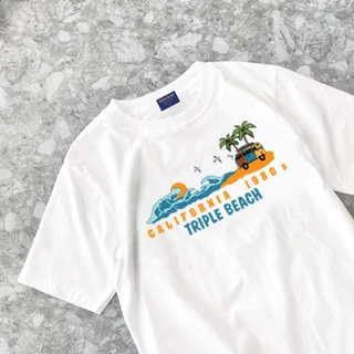 VINTAGE FACTORY เสื้อยืดไปทะเลต้อนรับซัมเมอร์สกรีนสีจม - ผ้าคอตตอน 100%