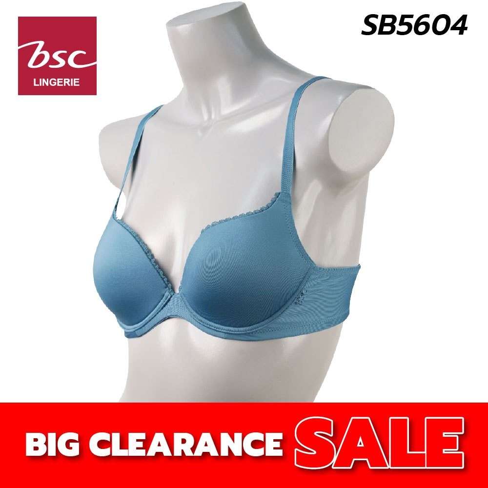 BSC สินค้าแบรนด์ดัง  เสื้อชั้นใน  ของแท้ เสริมโครง ฟองน้ำโมล (MOLD) แต่งลูกไม้ ริมเต้าด้านบน รุ่น SB5604