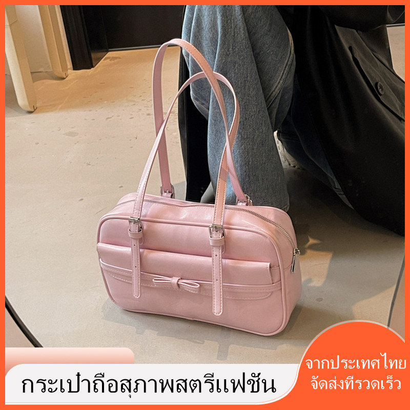 High Sense Boston Bag ความจุขนาดใหญ ่ สบายๆแบบพกพา INS Commuter 's All-Matching Shoulder Baguette Bag