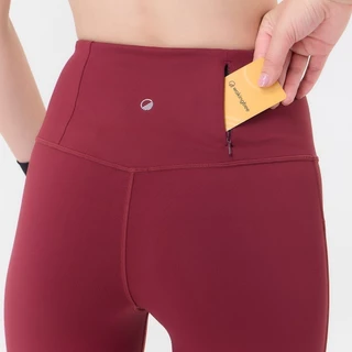 Wakingbee WB Tights (Burgundy) เลกกิ้งออกกำลังกาย เก็บทรงกระชับพิเศษ เอวสูง มีแถบเก็บพุง มีกระเป๋าซิป ผ้าแห้งไว