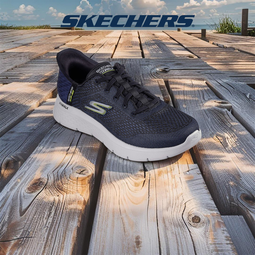 Skechers สเก็ตเชอร์ส รองเท้าผู้ชาย Men Slip-ins GOwalk Flex New World Walking Shoes - 216505-NVLM Air-Cooled Memory Foam