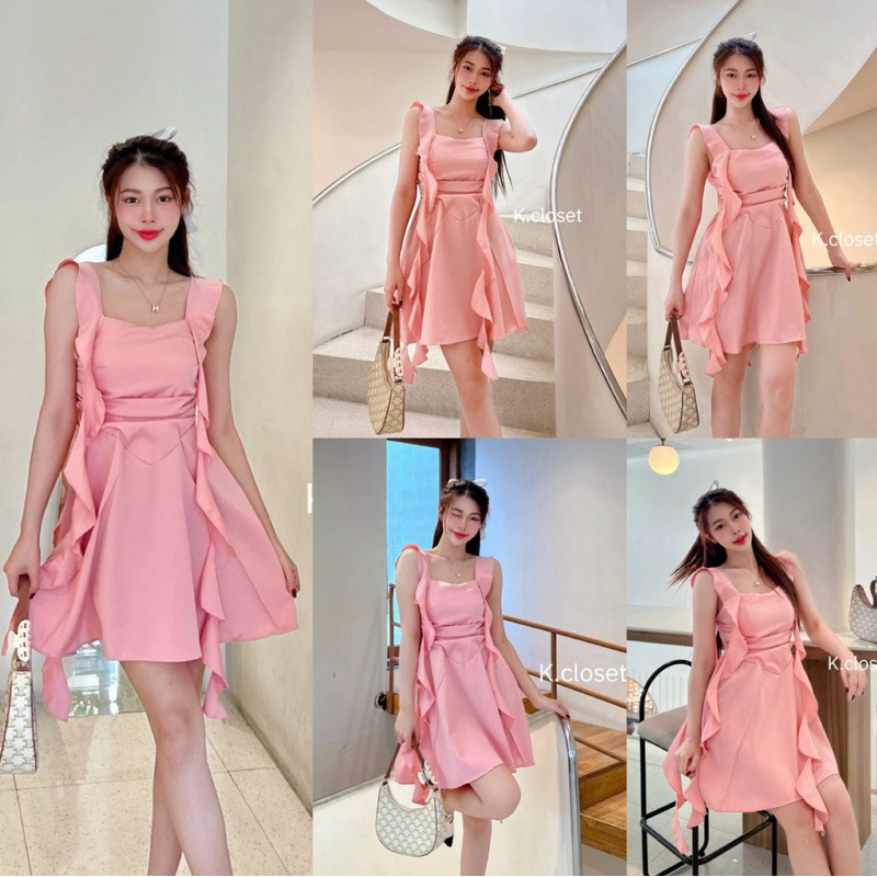 Harmony Dress เดรสคอหัวใจทรงสวยหรูดูแพง เดรสออกงาน มินิเดรสแขนระบาย - รูปที่ 3