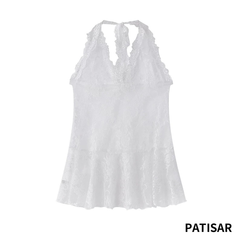 เซ็กซี่ Camisole ลูกไม้แขวนคอเสื้อกั๊กผู้หญิง Slim FITTING เสื้อแขนกุด Bottoming PR ราคา ถูกที่สุด ดีลบีเคเค แกลเลอรีภาพที่ 9