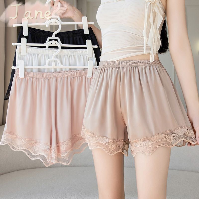 Anti-สัมผัสกางเกงขาสั้นผู้หญิงบางลูกไม้หลวมLeggingsบ้านกางเกงขาสั้นผ้าไหมน้ำแข็ง JN