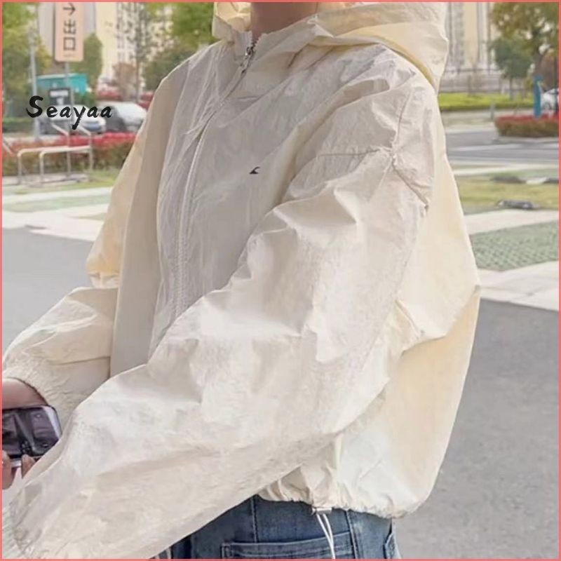 เสื้อแจ็คเก็ตป้องกันแสงแดดหลวมสั้นผู้หญิงเสื้อบางฤดูร้อนเสื้อแจ็คเก็ตคลุมด้วยผ้าอเนกประสงค์ SY