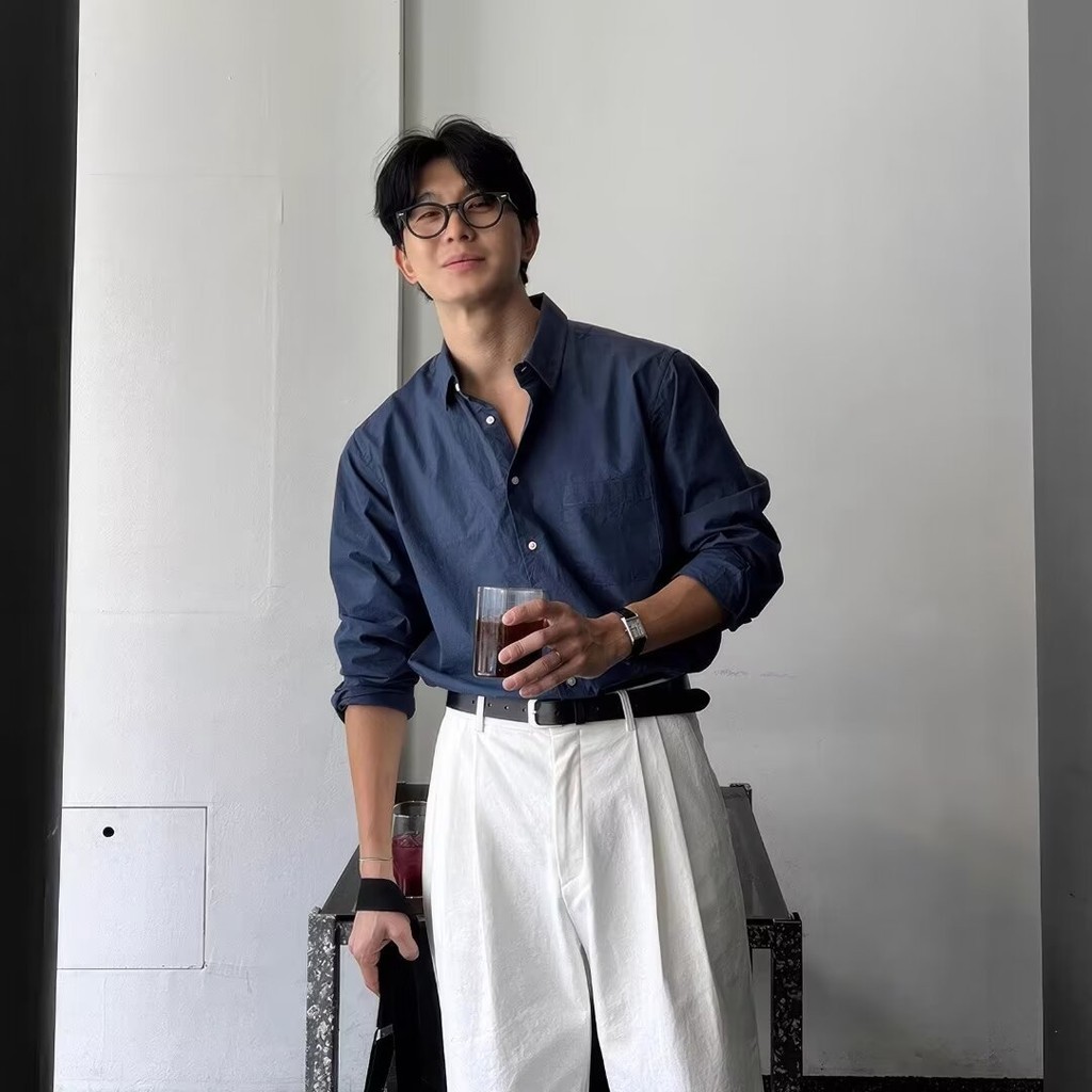 TLHGQ เกาหลีใต้เสื้อเชิ้ตแขนยาวหลวมแสงหรูหราแนวโน้มจีบ