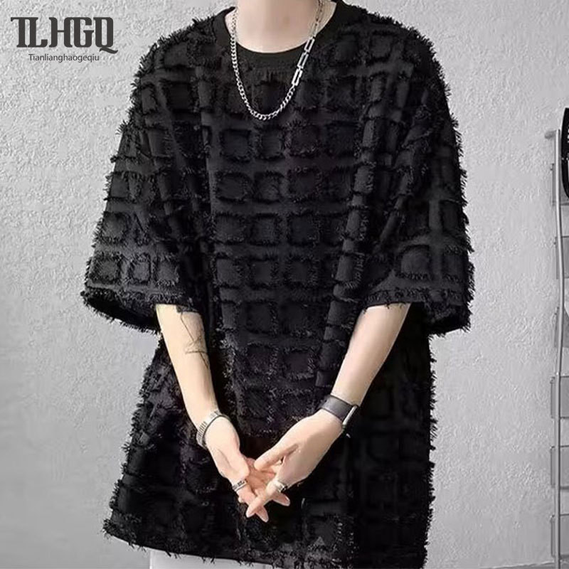 TLHGQ      แขนสั้นผู้ชายพู่ความรู้สึกการออกแบบผู้ชายฤดูร้อนหลวมสไตล์จีนใหม่เสื้อแขนสั้นลําลองผู้ชายแขนสั้นเสื้อเชิ้ต