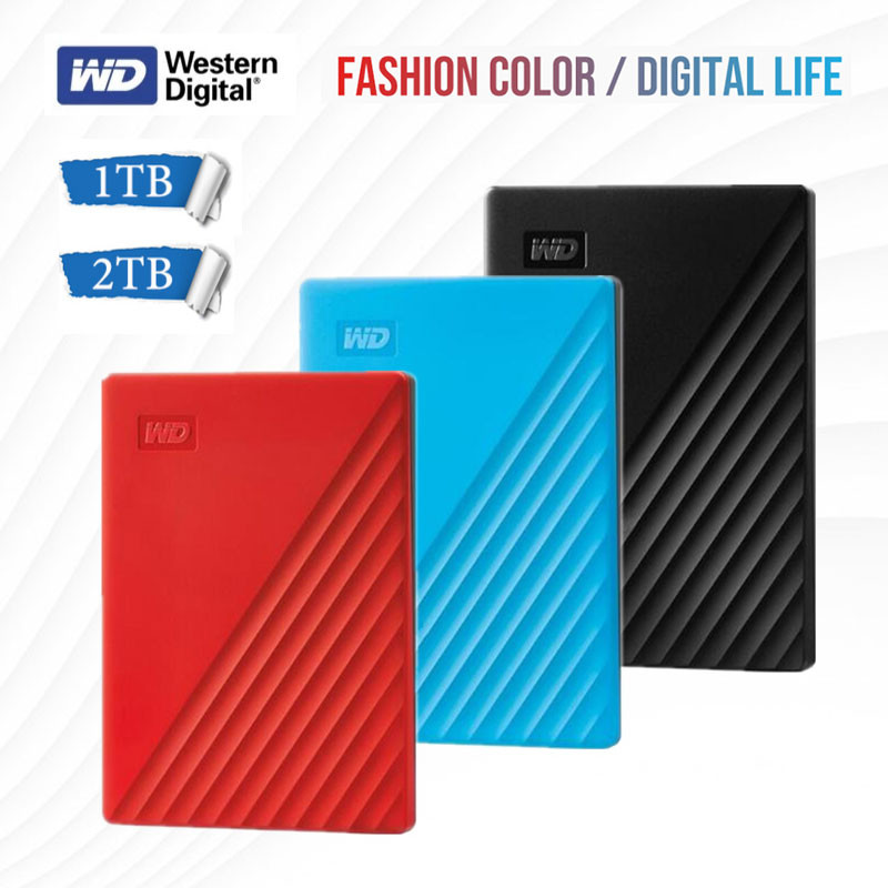 WD My Passport External Hard Disk 1TB/2TB ฮาร์ดดิสก์พกพา HDD USB3.0 2.5 นิ้ว ฮาร์ดไดรฟ์คุณภาพสูง รับประกัน 3 ปี