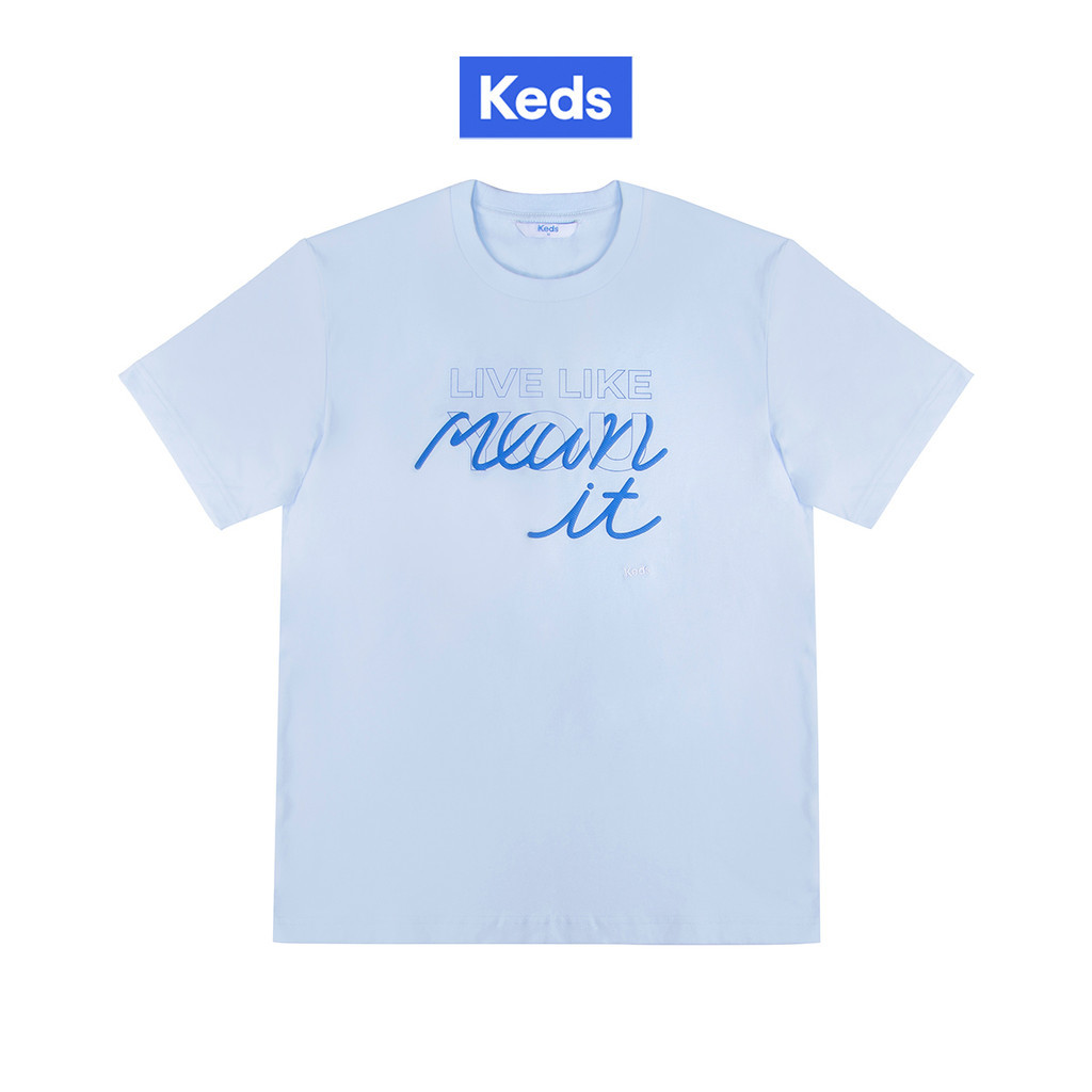 KEDS เสื้อยืด รุ่น LIVE LIKE YOU MEAN IT LOOSE T-SHIRT สีฟ้า ( F24APT02016 )
