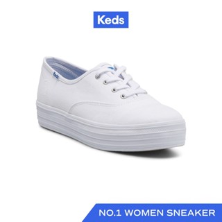 KEDS รองเท้าผ้าใบ มีส้น รุ่น THE PLATFORM CANVAS สีขาว ( WF6…