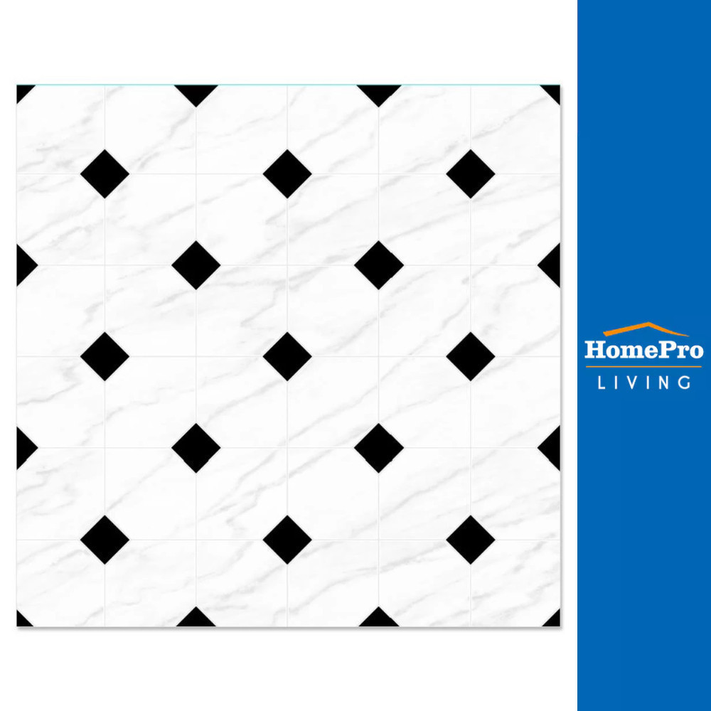 TARA กระเบื้องพื้น 40x40 ซม. ทีน่า นิว II แบล็ค ไวท์ จัดส่งโดย HomePro