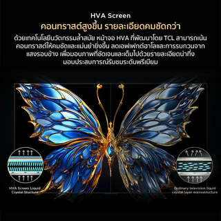 NEW 2025 TCL ทีวี 55 นิ้ว 4K QLED Google TV รุ่น 55T6C HVA Panel ภาพสีสดสมจริง