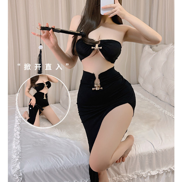 🩱gusjungbrashop 👗สำหรับสาวไซส์ S👗พร้อมส่งจากไทย 👙เซ็กซี่ชุดเดรสเกาะอก 2 ชิ้น (ผ้าบางผ้าไม่หนานะคะ)