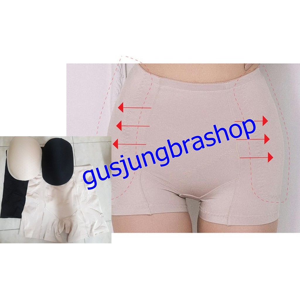 กางเกงเสริมสะโพกอย่างเดียว ฟองน้ำถอดได้ กางเกงผ้าเนื้อนิ่มใส่สบาย เอวสูง - รูปที่ 2