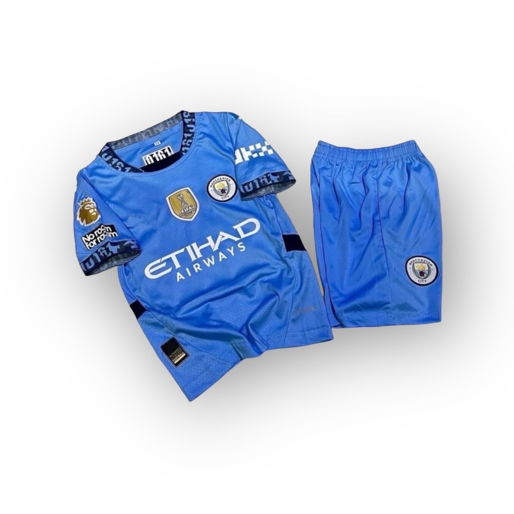 ชุดกีฬาเด็ก อายุ 1-12 ปี แมนซิตี้ เสื้อพร้อมกางเกง ผ้าใส่สบาย