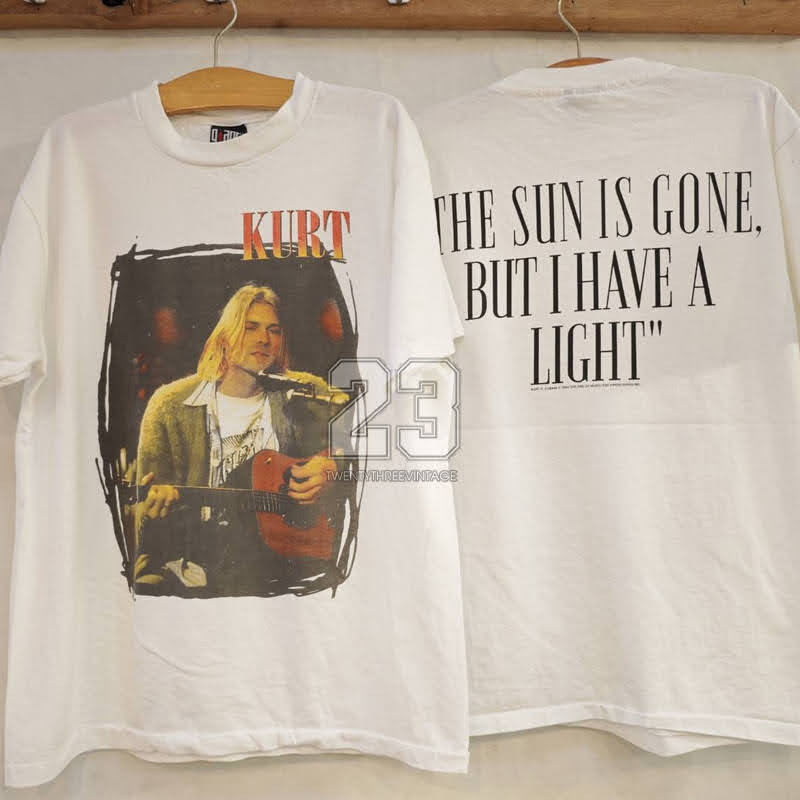 [ 23 ] NIRVANA Kurt Cobain The Sun is Gone But I Have a Light เสื้อวินเทจ เสื้อทัวร์ วงร๊อค vintage shirt