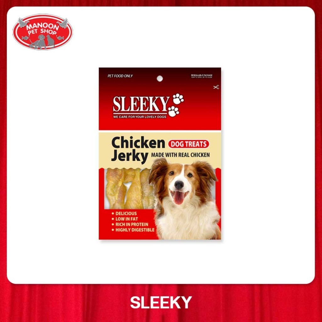 [MANOON] SLEEKY Chicken Meat Jerky Dog Treats สลิคกี้ ชิกเก้น เจอร์กี้ ขนมสุขภาพสำหรับสุนัข เนื้อไก่อบแห้ง