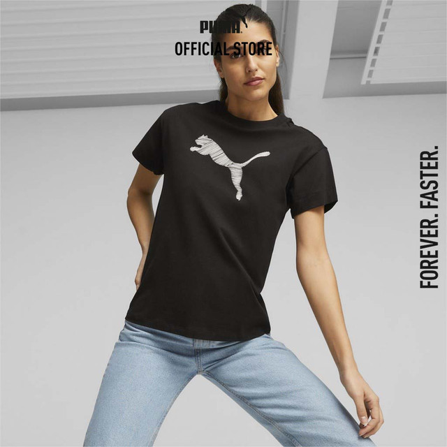 PUMA BASICS - เสื้อยืดผู้หญิง HER สีดำ - 67600001