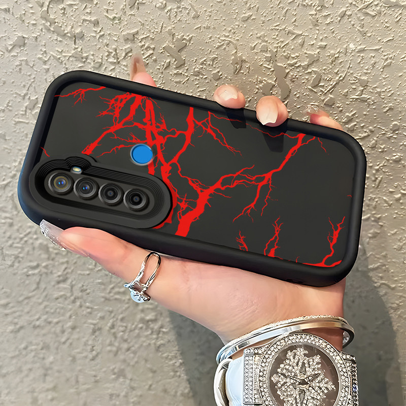 เคสสำหรับ Realme 5 5i 5s 6i C3 C3i Narzo 10 Narzo 10A Narzo 20A เคสโทรศัพท์ฟ้าผ่าสีแดง