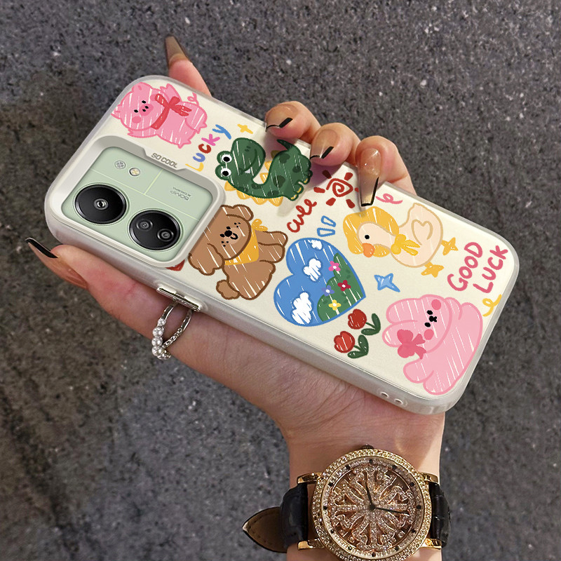เคสสำหรับ Xiaomi Redmi 13C 4G 13C 5G POCO C65 4G POCO M65 4G เคสดีไซน์สัตว์น่ารักฝ้าโปร่งใสเคสโทรศัพท์