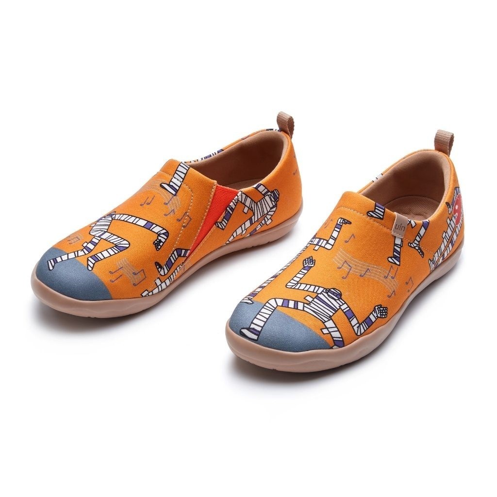 UIN ผู ้ หญิงแฟชั ่ นอียิปต ์ Journey รองเท ้ าผ ้ าใบทาสีผ ้ าใบ Slip-On รองเท ้ าเดินทางสุภาพสตรี