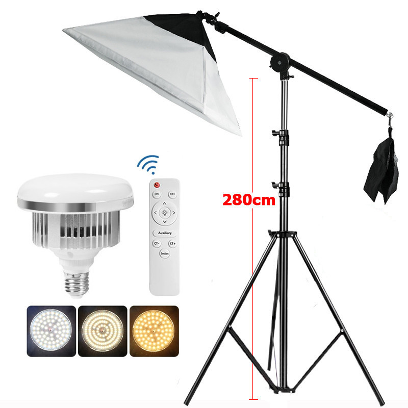 Photography 85W/300W LED Lighting 70cm Softbox with Boom Arm 280cm Heavy Light Stand