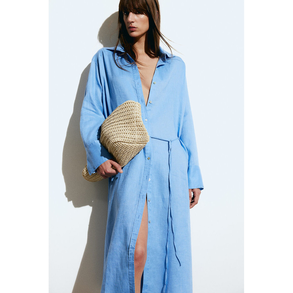 H&M Woman Linen shirt dress 1216689_1