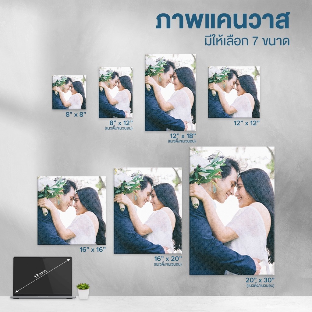 Photobook: ภาพแคนวาส 8x8 (แบบหนา/แบบบาง) สั่งทำรูป กรอบรูป - แต่งบ้าน ติดผนังได้หลายวิธี