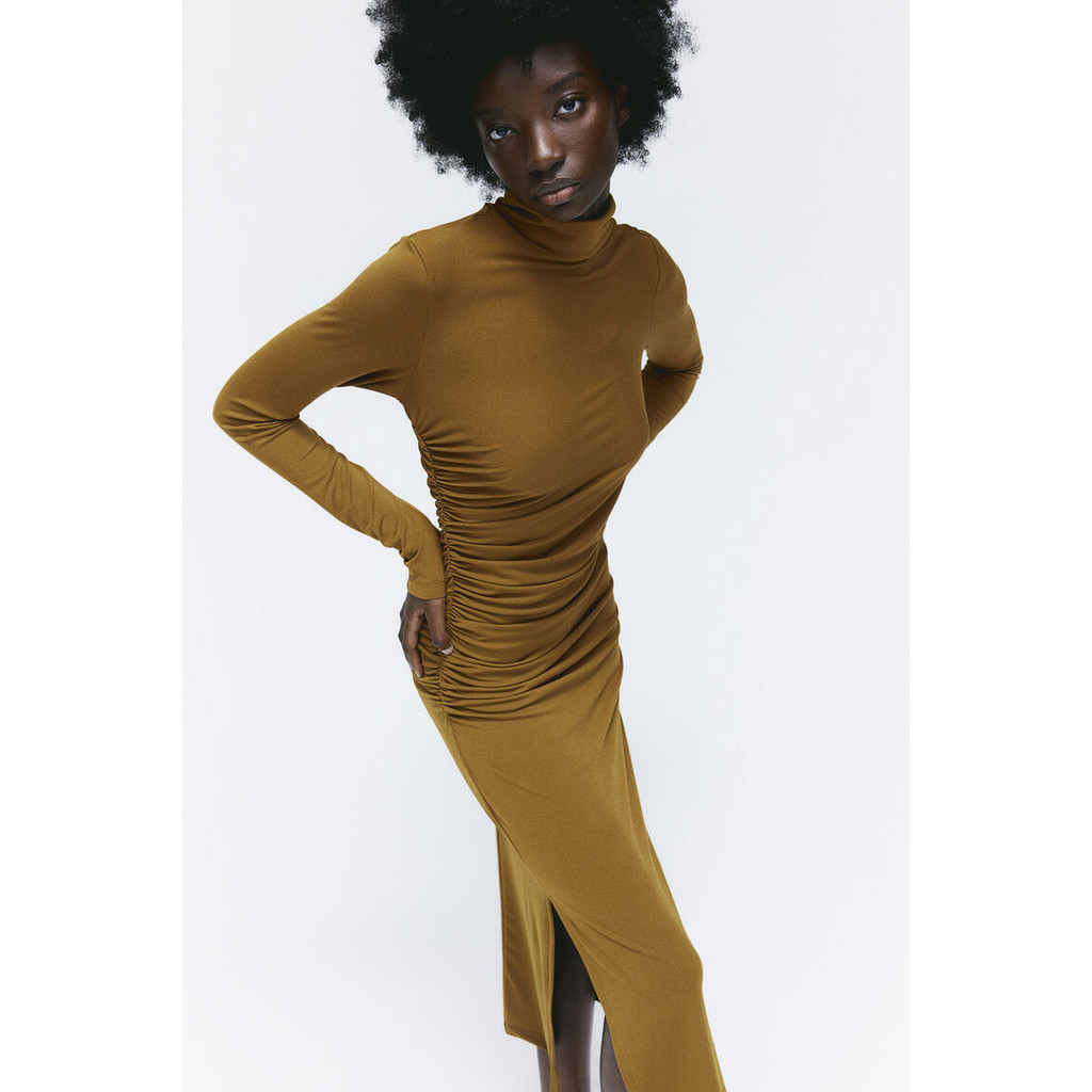 H&M Woman Gathered turtleneck dress 1206471_1