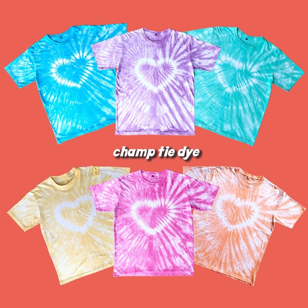 เสื้อมัดย้อมลายหัวใจ โอเวอร์ไซซ์ ใส่คู่ เป็นทีม โทนพาสเทล Pastel Tie Dye Oversized T-shirt unisex
