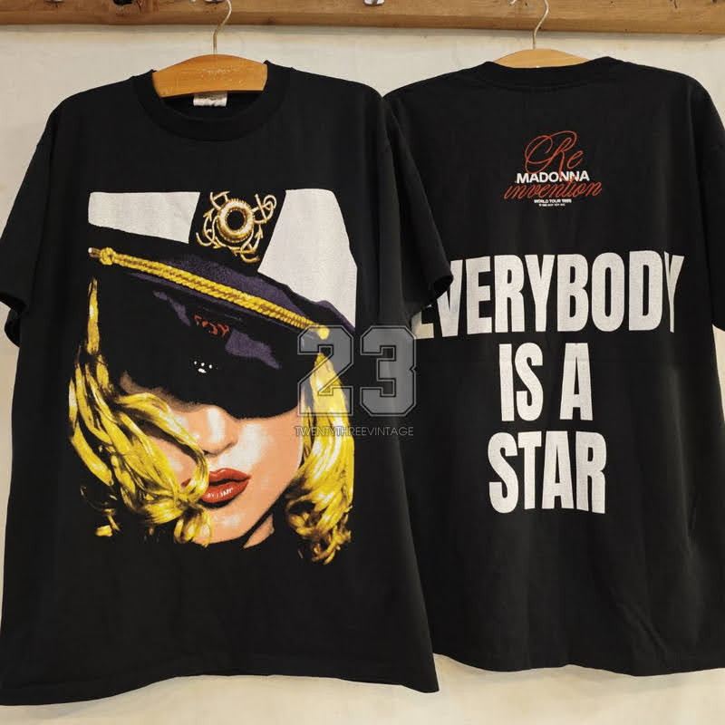 [ 23 ] MADONNA RE invention EVERYBODY IS A STAR tag USA เสื้อทัวร์ เสื้อวินเทจ vintage shirt