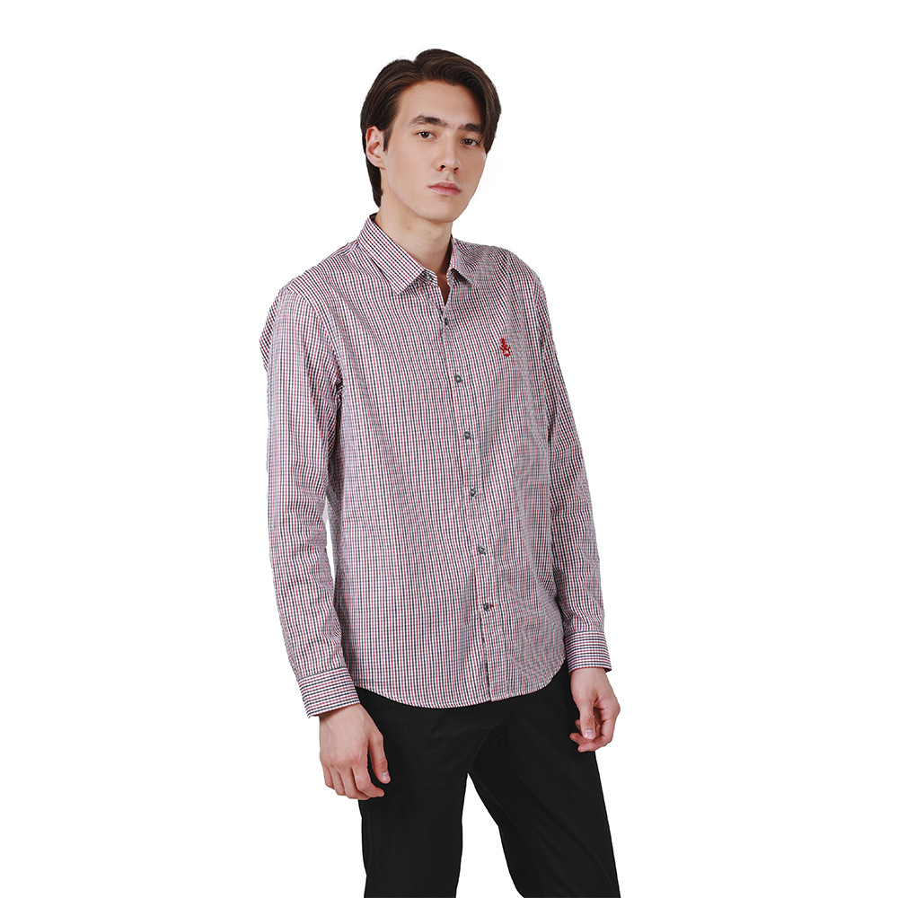 John Henry เสื้อเชิ้ตผู้ชายแขนยาว ทรงเข้ารูป รุ่น JH F624MSLSM46 - สีแดง