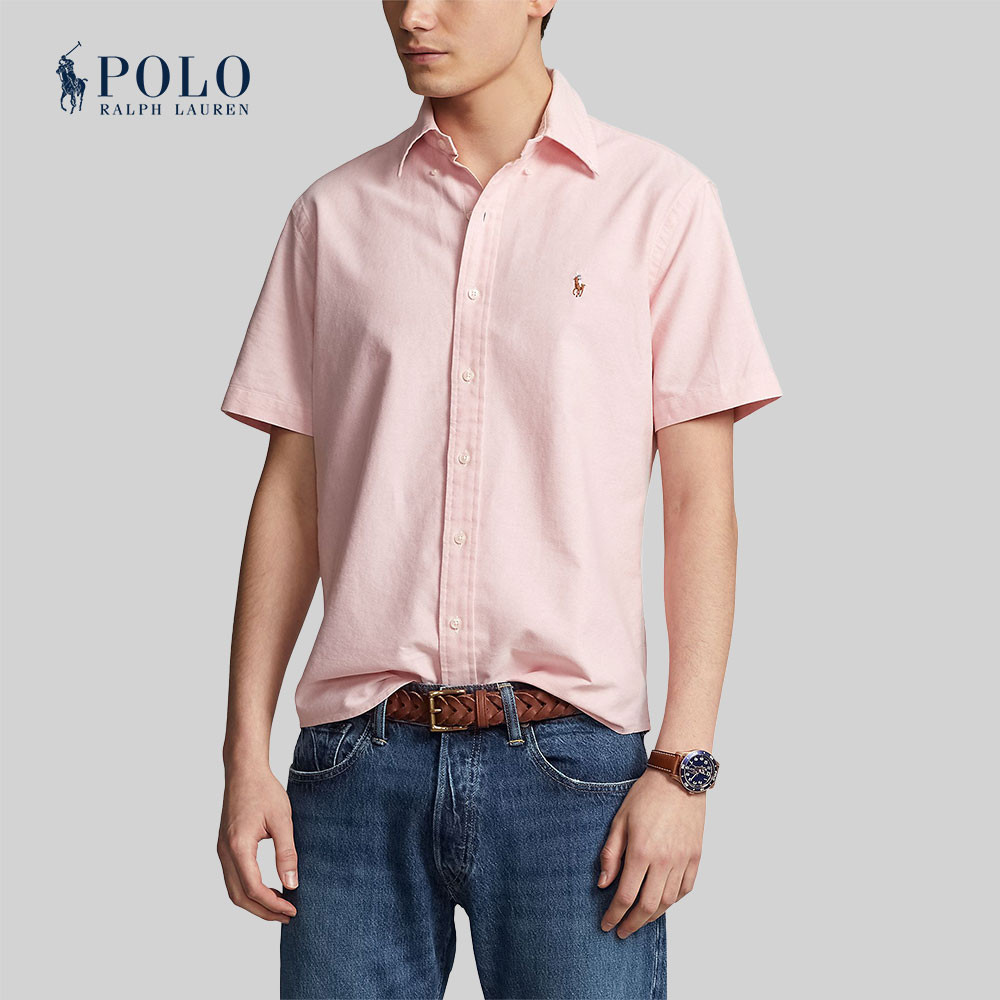 Polo Ralph Lauren เสื้อเชิ้ตผู้ชาย Custom Fit Oxford Shirt รุ่น MNPOWOV1N820702 สีชมพู