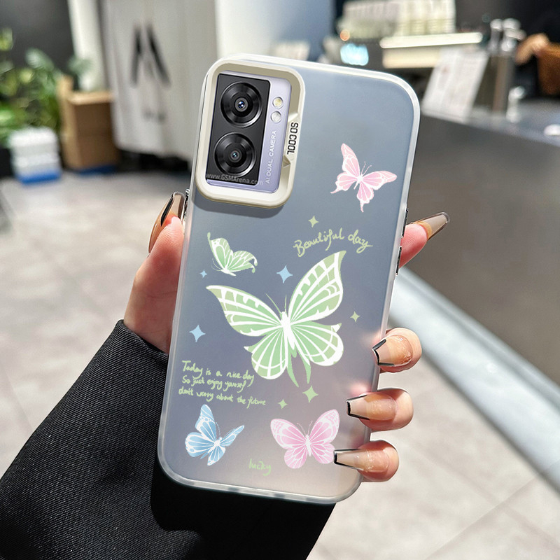 เคสสำหรับ OPPO A57 2022 A77 2022 A57s A57e A77s เคสใหม่เคสโทรศัพท์บางเฉียบพร้อมเคสป้องกันซิลิโคนรูปผีเสื้อใส