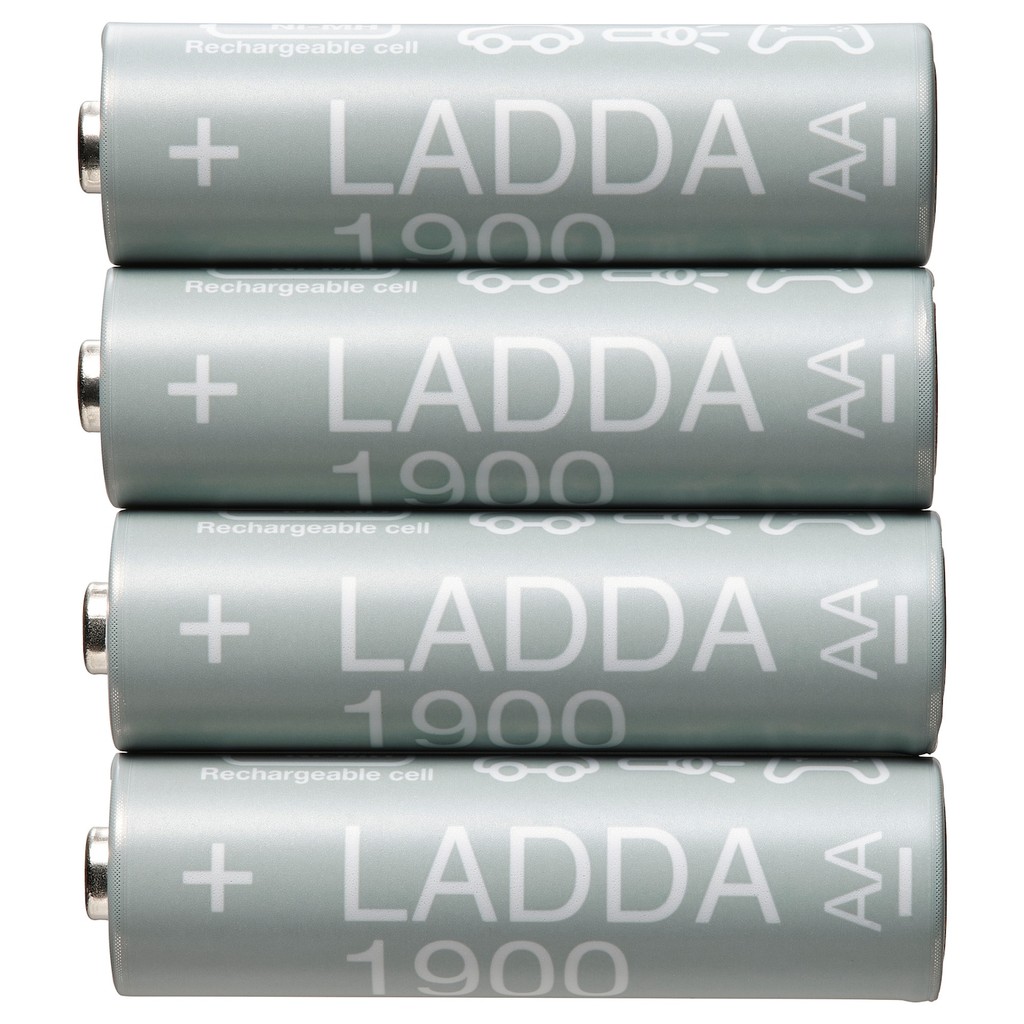 [IKEAแท้ ถามก่อนสั่ง] LADDA ลัดด้า แบตเตอรีชาร์จไฟได้, HR06 AA 1.2V, 1900mAh