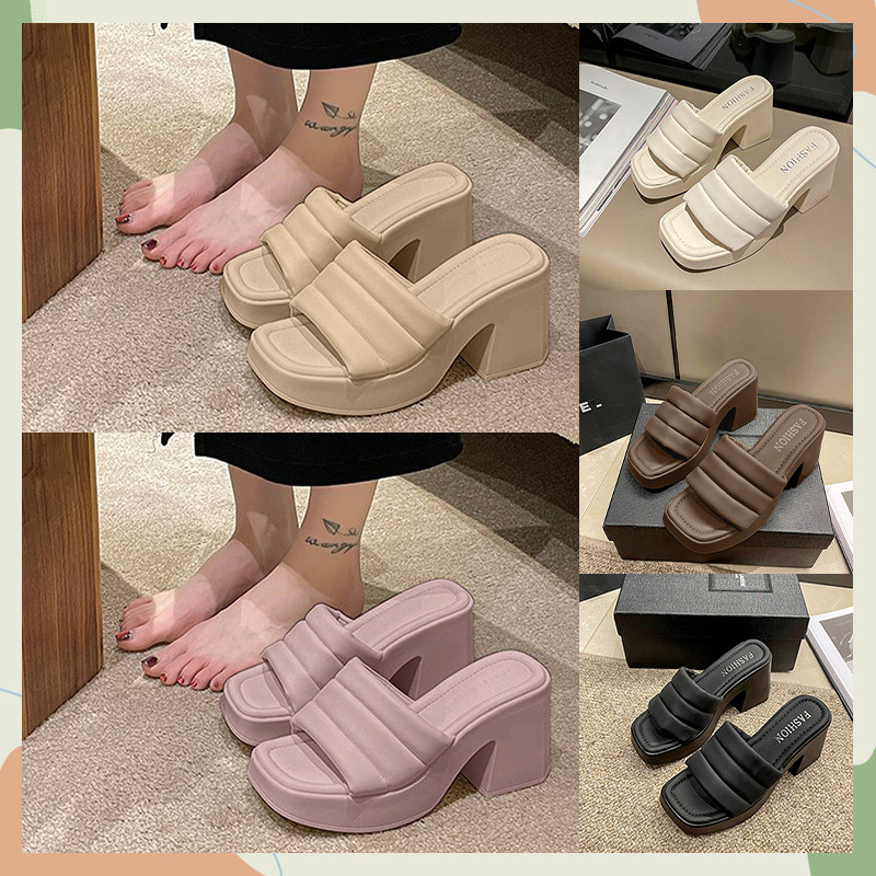 XWshopee แนะนำรองเท้าแตะส้นหนาผู้หญิง 4 สี นุ่มสบาย เหมาะกับทุกโอกาส แมทช์ง่าย จัดส่งได้ทันที