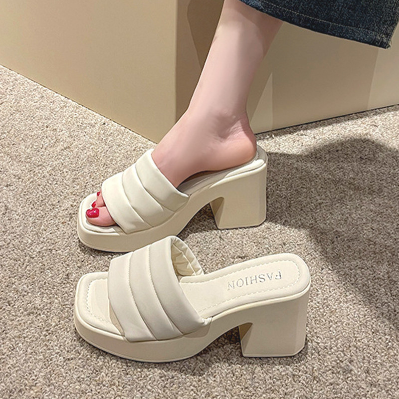 XWshopee แนะนำรองเท้าแตะส้นหนาผู้หญิง 4 สี นุ่มสบาย เหมาะกับทุกโอกาส แมทช์ง่าย จัดส่งได้ทันที