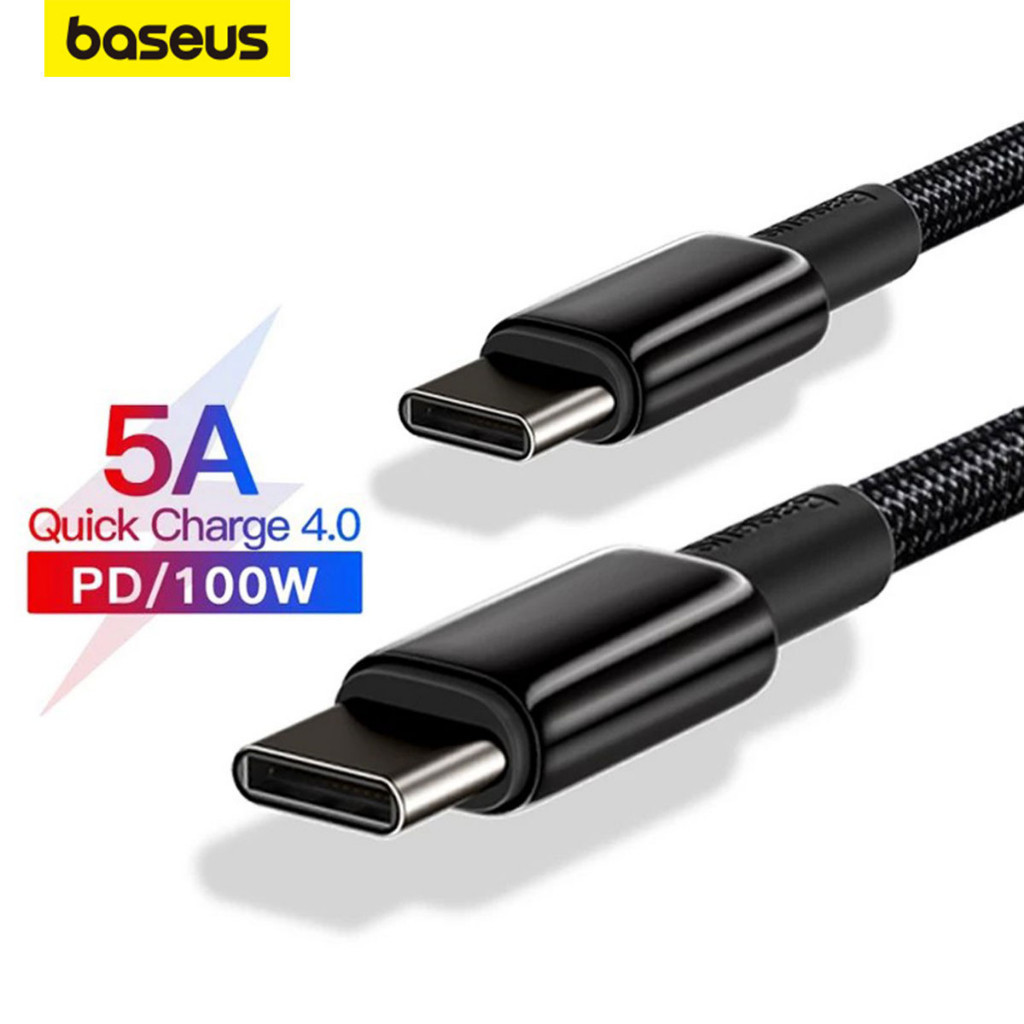 Baseus สายชาร์จเร็ว รุ่น Tungsten Gold Fast Charging Data Cable แบบ Type C to Type C 100W 1m/2m/3m