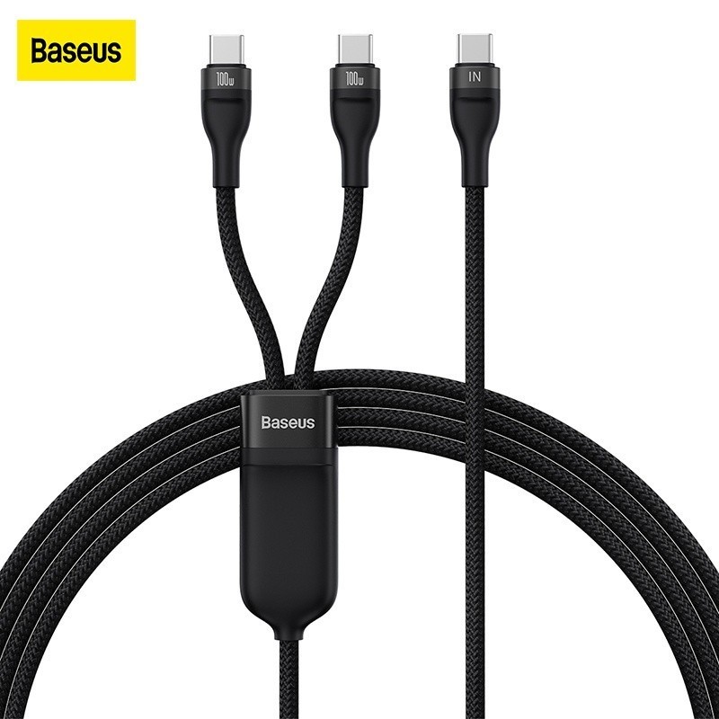 Baseus 2 in 1 สายชาร์จ Type-C เป็น C+C พร้อม 100W ชาร์จเร็ว สําหรับ AppleBook Air 2022 Mate 40 Huiwei