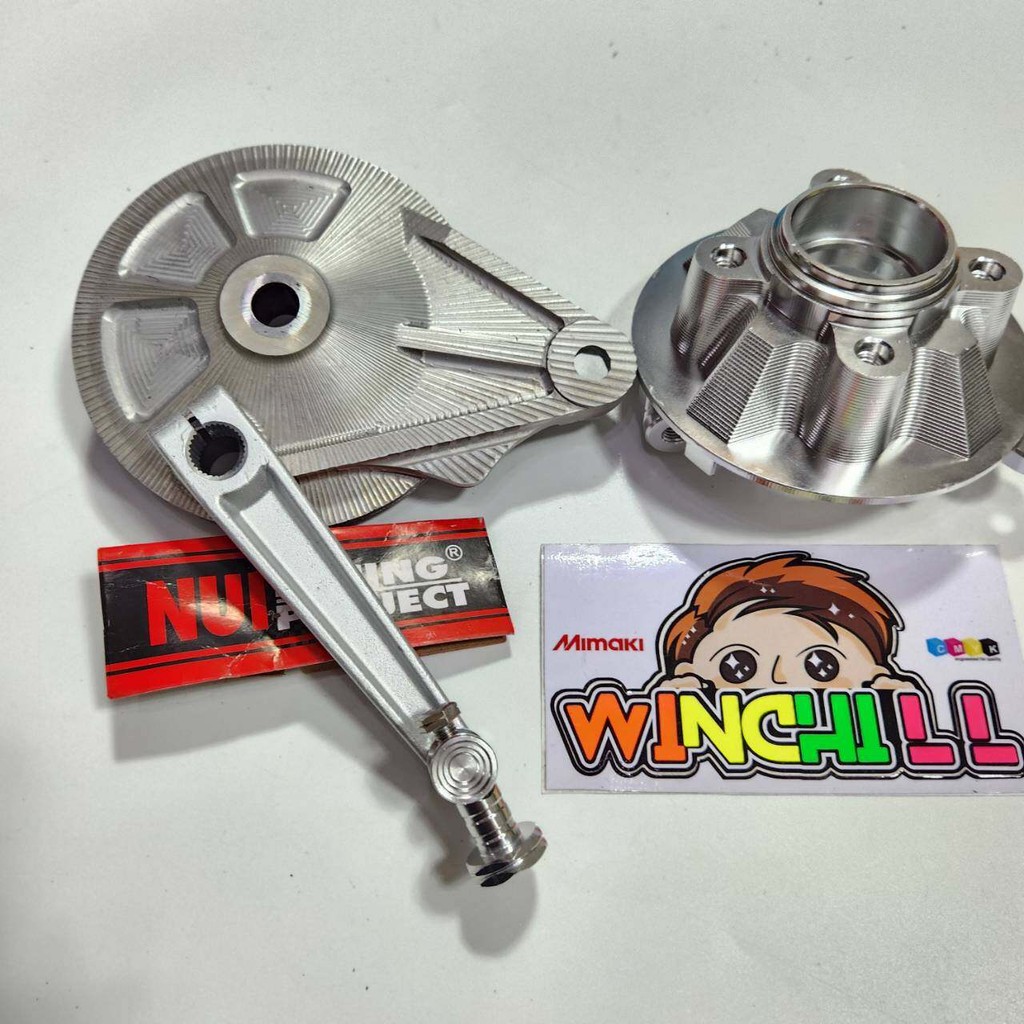 ชุด3ชิ้น ฝาเบรคหลัง CNC สีเงิน + ดุมสเตอร์ CNC + มือลิงซู NUI WAVE110i 2009-2025 / WAVE125R / WAVE125S / WAVE125ไฟเลี้ย