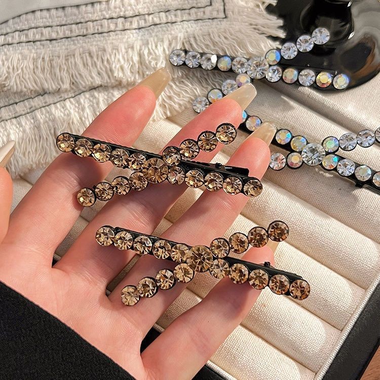 poppyjoy คลิปปากเป็ด Rhinestone กิ๊บติดผมอารมณ์อเนกประสงค์ผู้หญิงคลิปหน้าม้าข้าม