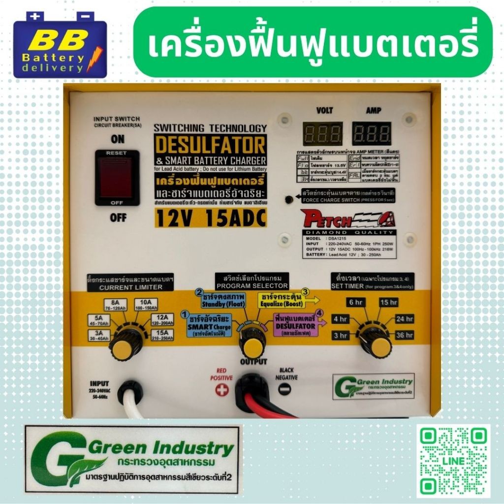 เครื่องฟื้นฟู + สลายซัลเฟตแบตเตอรี่ ใช้เทคโนโลยยีคลื่นความถี่ ผลิตโดยบริษัทผู้เชี่ยวชาญด้านเครื่องชาร์จแบตเตอรี่รถยนต์