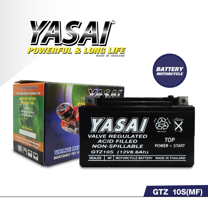 แบต BIGBIKE แบตเตอรี่ BIGBIKE แบตมอเตอร์ไซค์ บิ๊กไบค์ YASAI GTZ10S  12V 8.6Ah