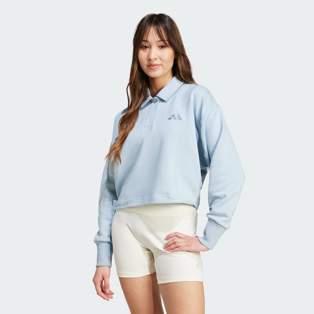 adidas Lifestyle ALL SZN French Terry Polo Sweatshirt Women Blue IY6793