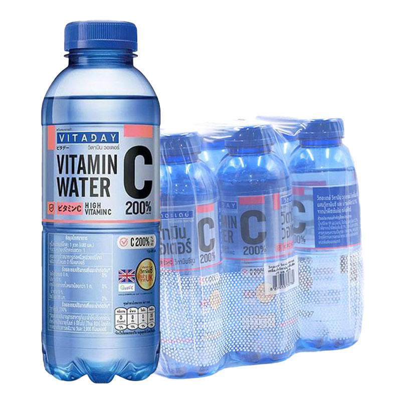 วิตอะเดย์ น้ำดื่มผสมวิตามินซี กลิ่นพีช 470 มล. x 6 VITADAY Vitamin C 200% Water Peach Flavor 470 ml x 6